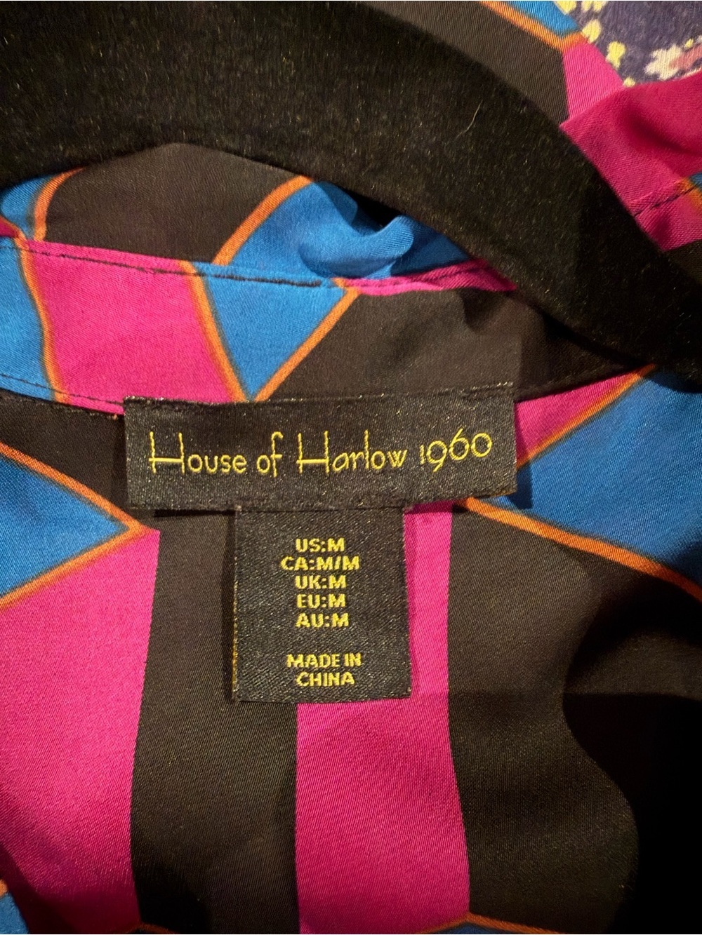 House of Harlow Satin Wrap Long Maxi Dress Geometric Print - Size Medium - Picture 7 of 7